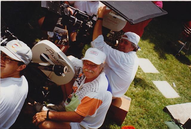 Ross Maehl and Cal Maehl as Gaffer/2nd unit camera operator on a pilot, 1999, (photo contributed by Cal Maehl)