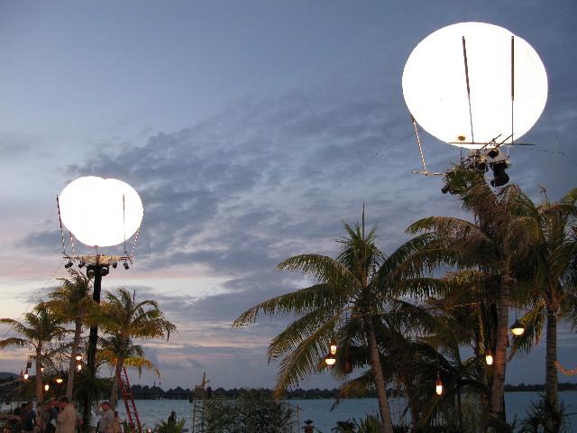 Balloons rigged in Palm Trees, Bora Bora, French Polynesia, 2009 (Photo by Bauman Crew)