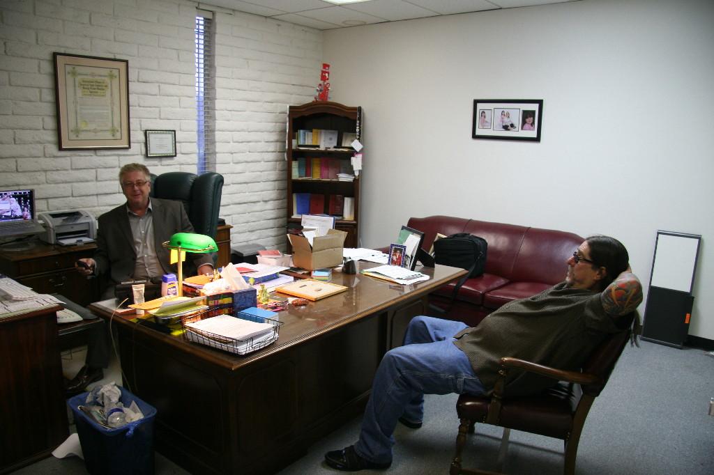 Patric Abaravich in his Nordhoff office with Greg Langham (Photo by Michael Everett)