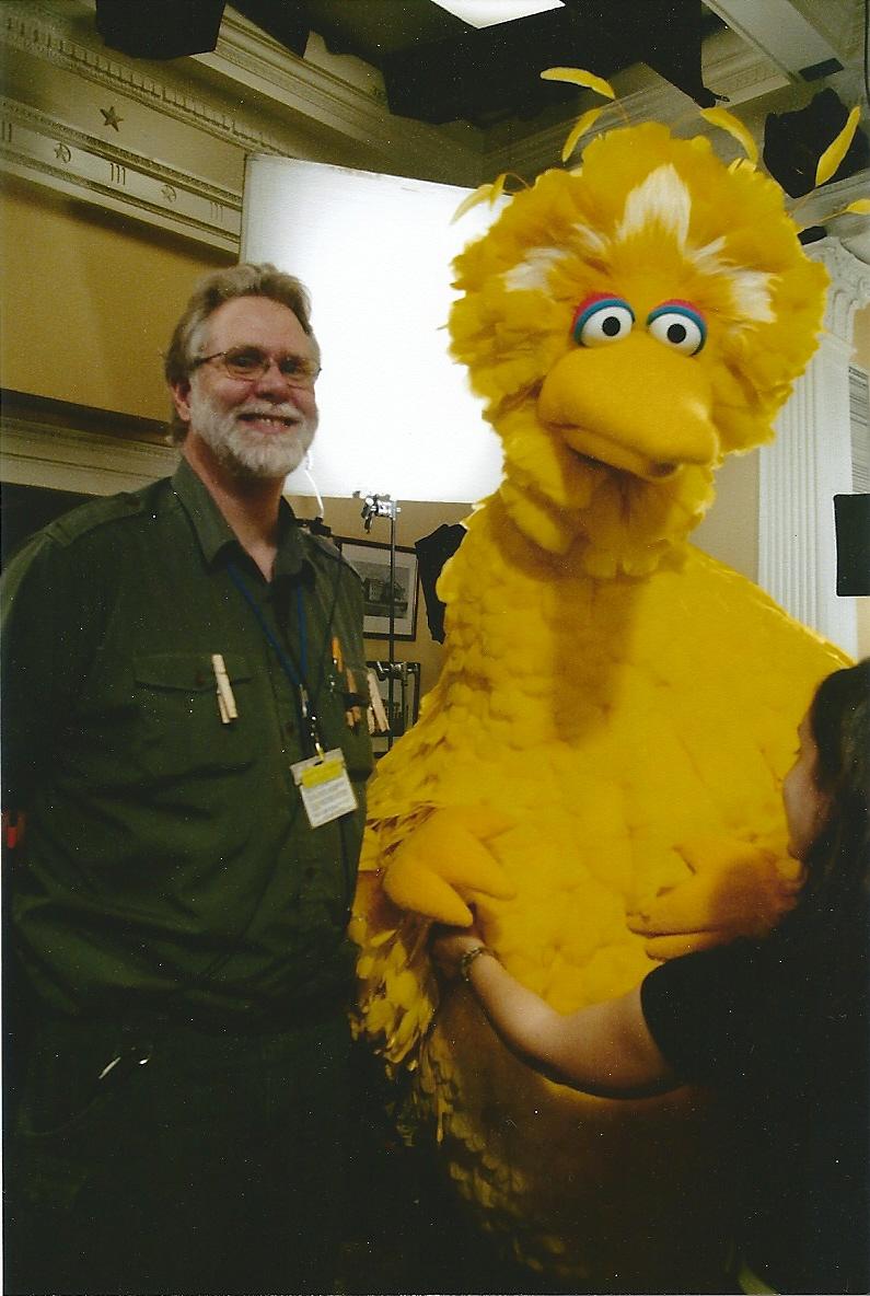 Ernie Cox and guest star for that episode, Big Bird (Photo by Ernie Cox)