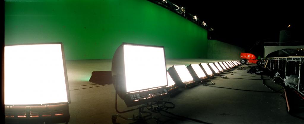 A row of 4K supersoft lights for the &quot;final battle&quot; sequence, Sepulveda Basin Dam, 2009, Photo by Bauman crew