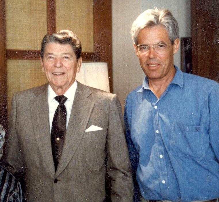 Ronald Reagan and Michael Everett Hollywood History documentary, 1995 (Photo by Michael Everett)