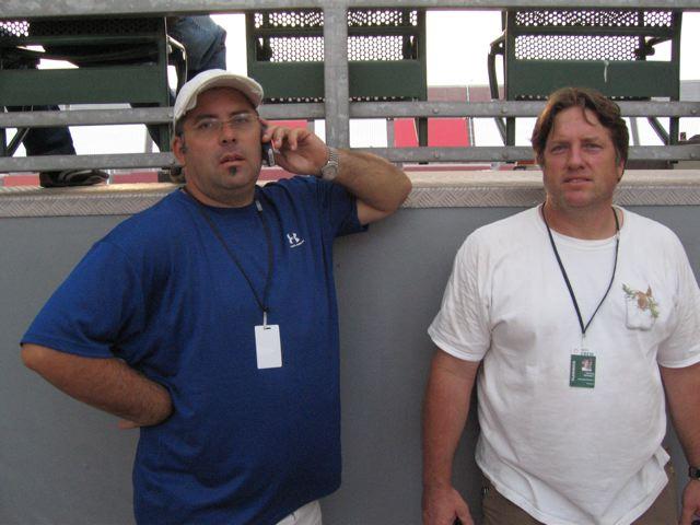 Jeff Soderberg and Charlie McIntyre in Budapest. These guys were the two rigging gaffers for the show. (Photo by Mike Bauman)