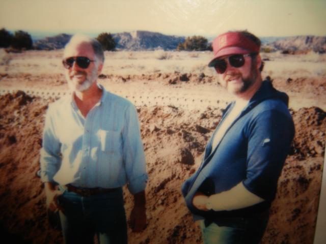 Paul Jacobsen and Walt NIchols on an AT&amp;T commercial, Santa Fe, NM, 1988 (Photo by Paul Jacobsen)